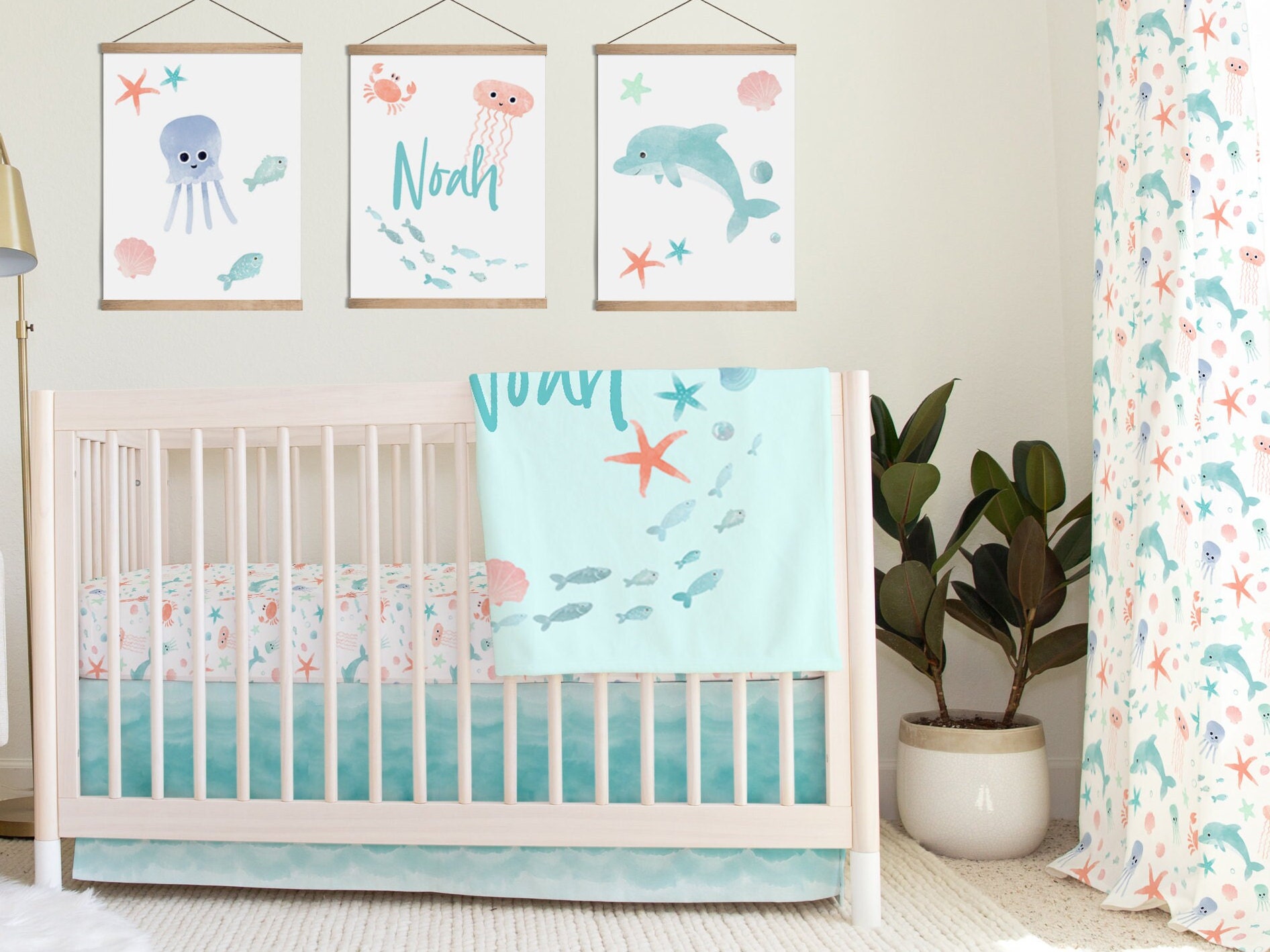 Baby Bedding Set Sea Crib Bedding Ocean Nursery Baby Boy Baby Girl Gender Neutral Crib Sheet Baby Blanket Nursery Curtains Pillow Etsy
