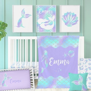 Nursery Wall Art, Mermaid Decor, Girl Nursery Decor, Mermaid Crib ...