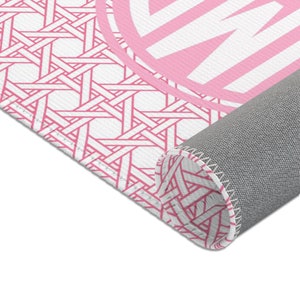 Monogrammed Nursery Rug: Pink Trellis, Preppy Baby Girl Decor image 4