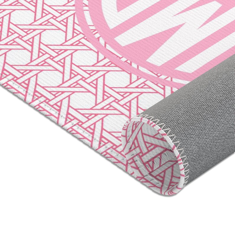 Monogrammed Nursery Rug: Pink Trellis, Preppy Baby Girl Decor image 4