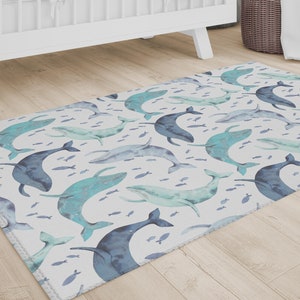 Oh Wal Teppich, Ozean Raum Dekor, Baby Teppich, Küsten Baby Teppich, Kleinkind Jungen Zimmer, Wal Kinderzimmer Dekor, Wellen Teppich, Unterwasser inspiriert