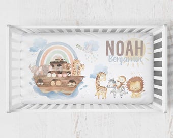 Noah's Ark Personalized Crib Sheet