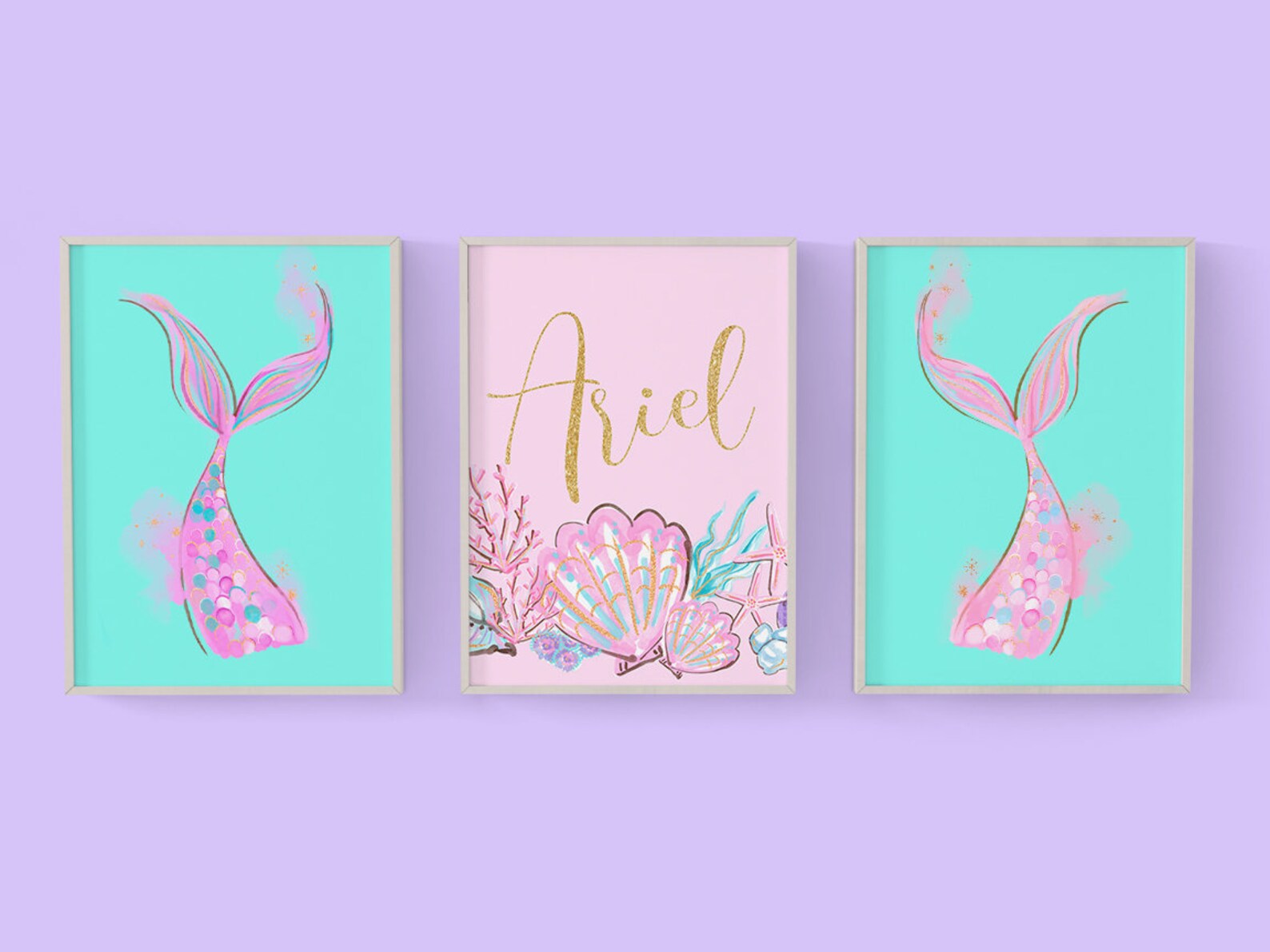 Mermaid Crib Bedding Baby Girl Nursery Set Purple Baby Etsy