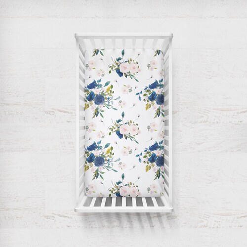 Floral Crib Sheet or Changing Pad Cover Baby Girl Nursery Etsy