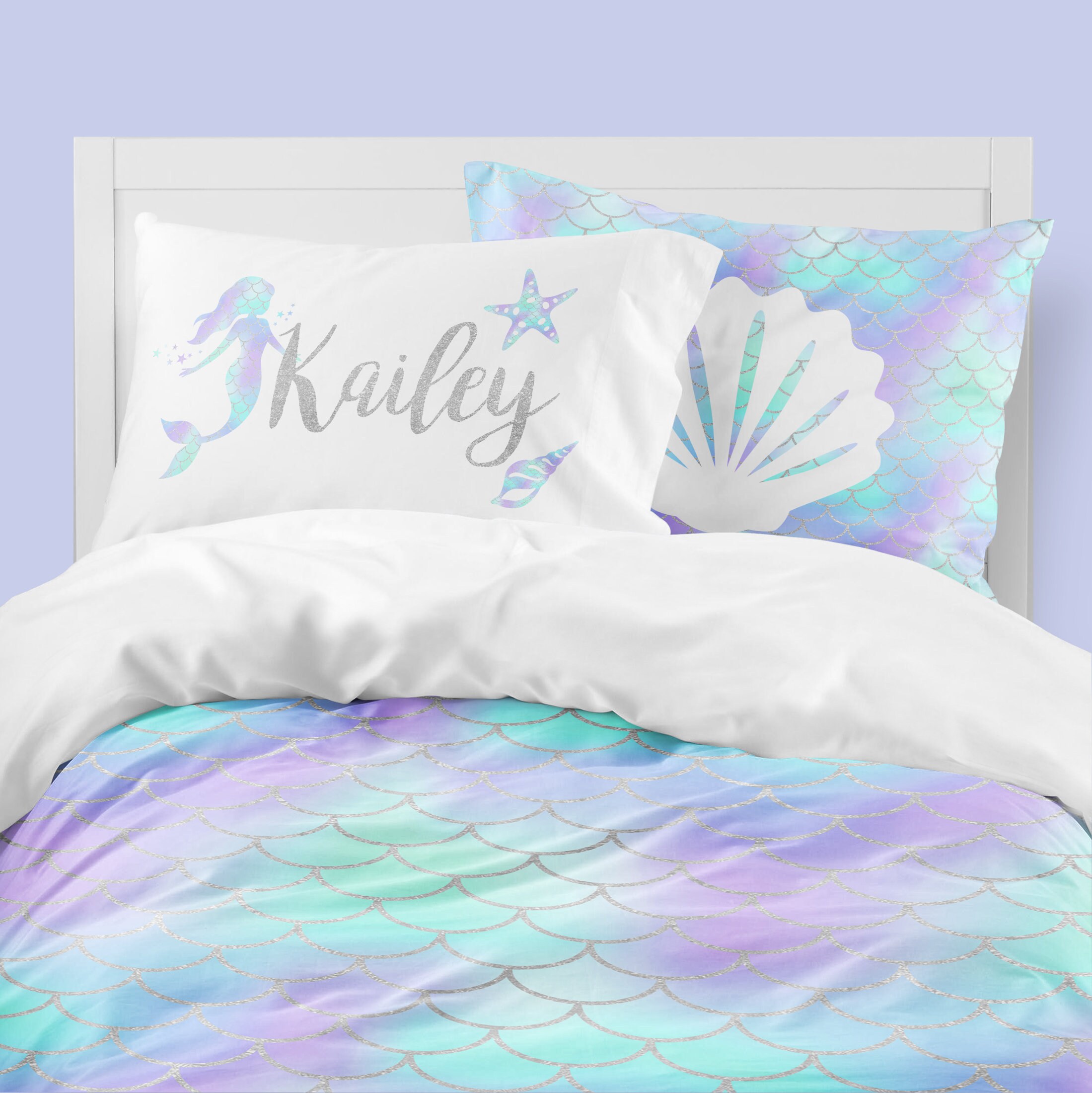 Cute Sea World Mermaid Duvet Cover Set Mermaid Quilt Comforter Cover Blue Kids Duvet Cover Twin Full Children/'s Bedding Sets Gift