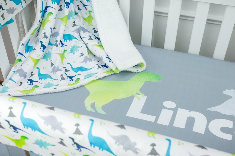 Baby Boy Nursery Set Crib Bedding Dinosaur Blue And Image 0