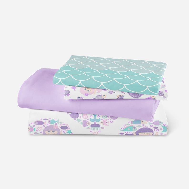 Mermaid Girl Bedding Purple Mint Bedding Mermaid Girl Room Etsy Canada