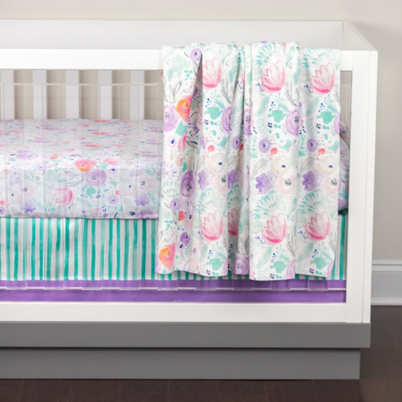 purple and teal crib bedding