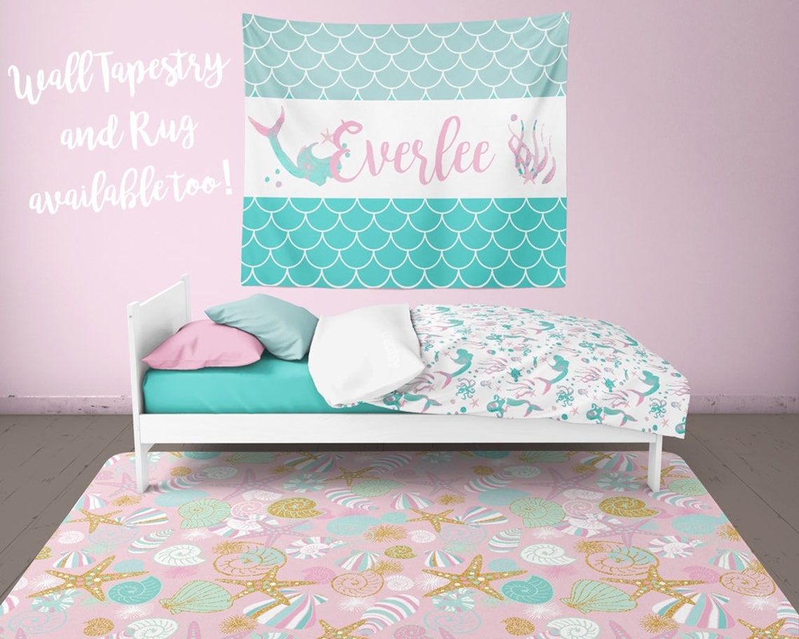 Mermaid Bedding Purple Teal Bedding Mermaid Girl Room Ocean Etsy