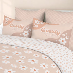 Daisy Girl Bedding, Hippie Comforter, Groovy Duvet Cover, Twin, Full, Queen, King, Girls Room Decor, Toddler Bedding, Pink Bedding Set