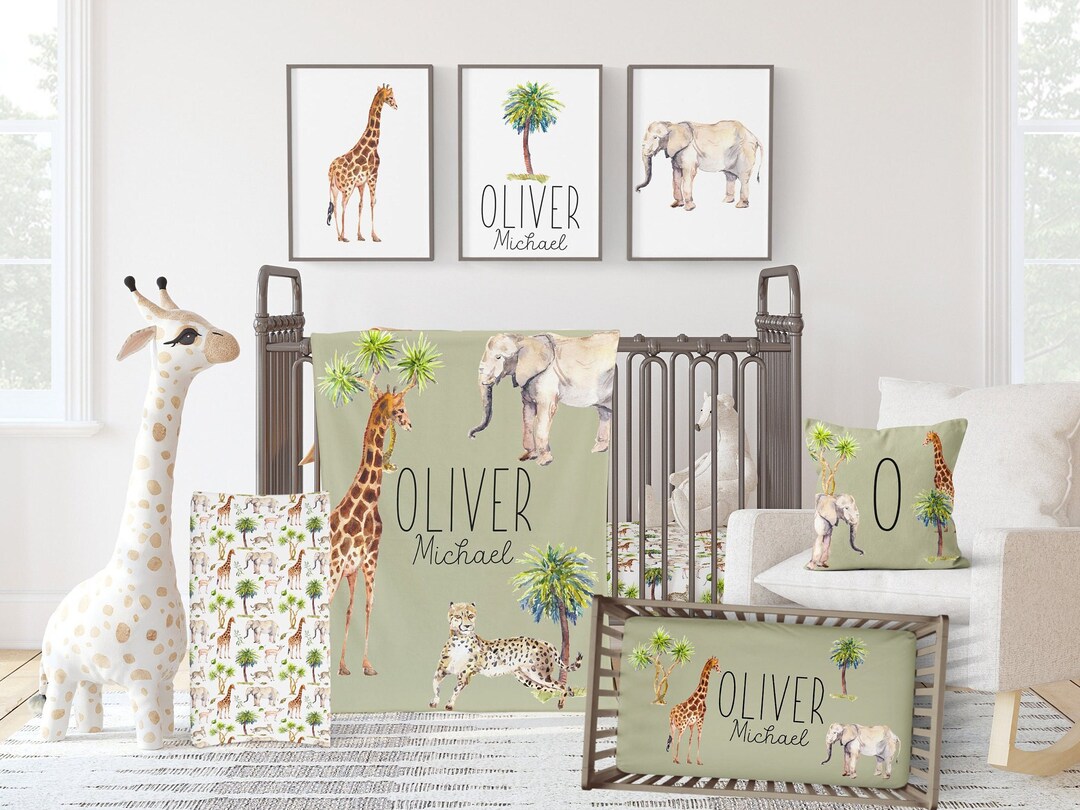 Neutral Crib Bedding, Safari Baby Bedding Set, Jungle Nursery Decor