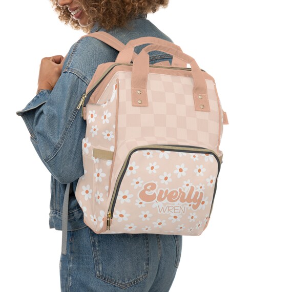 Personalized Baby Girl Diaper Bag Daisy Backpack Groovy Floral
