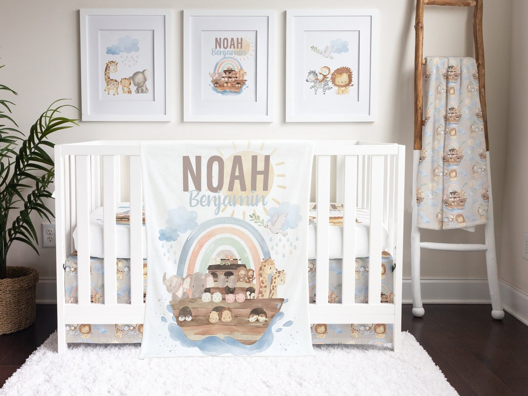 Noah's Ark Crib Bedding Set for Your Baby Boy Nursery Personalized Crib