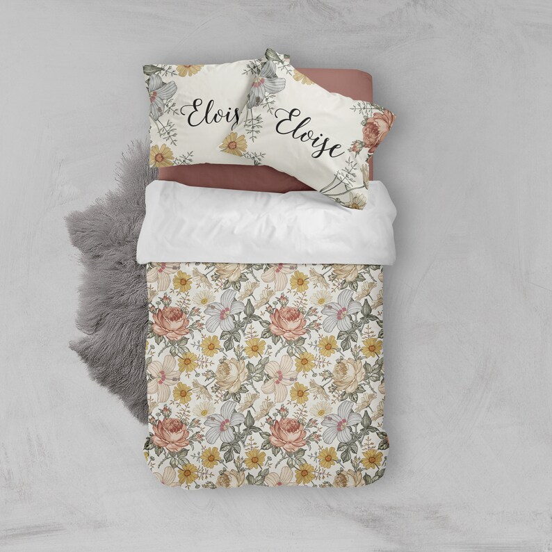 Vintage Style Floral Bedding Set Comforter Duvet Cover Etsy