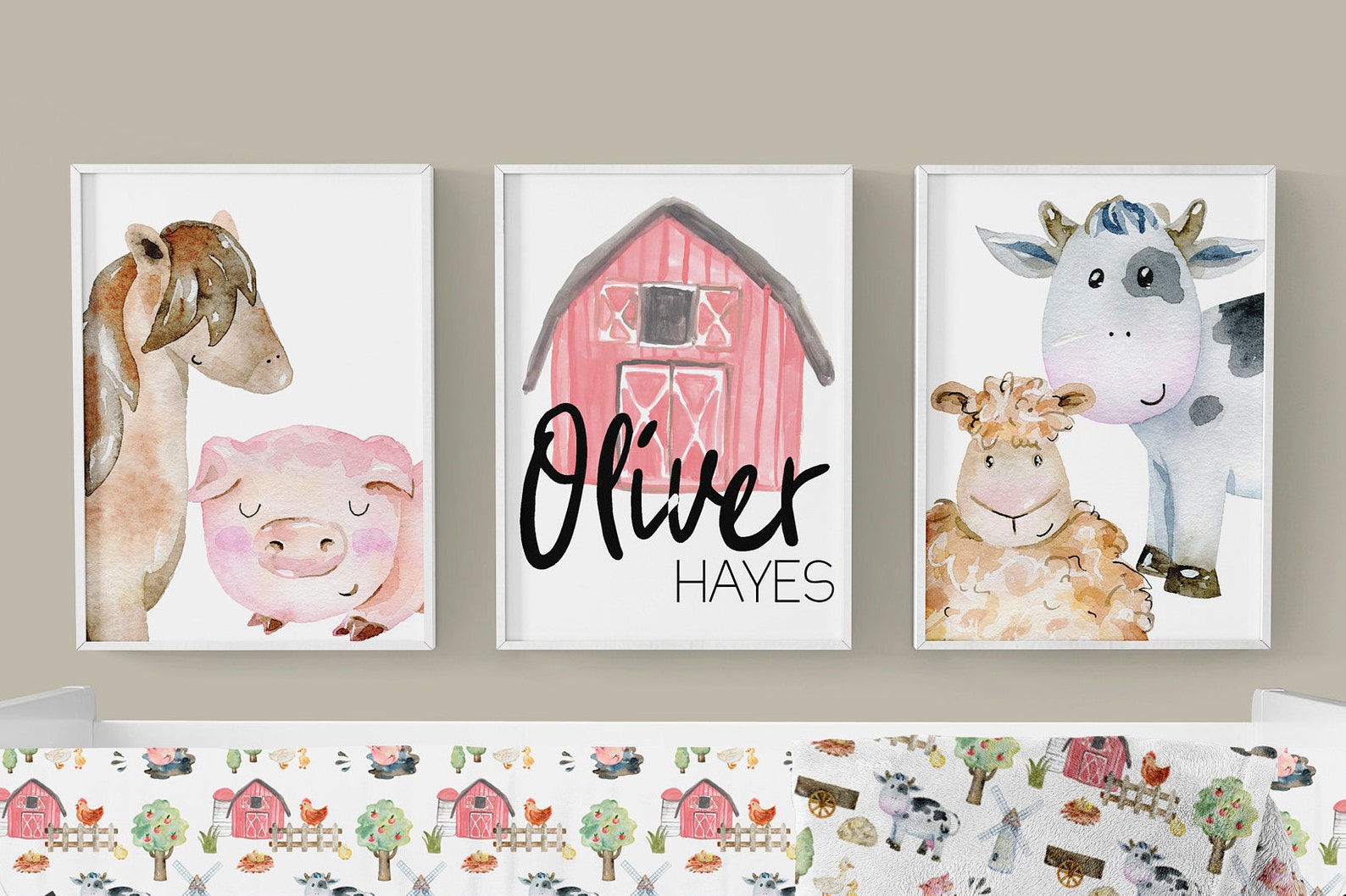 Boy Crib Bedding Farm Animal Nursery Neutral Baby Bedding - Etsy