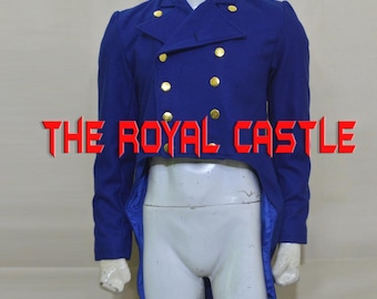 Mr. Darcy Style, Double Breasted : Blue Wool Regency Tailcoat