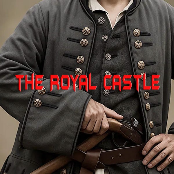 Dark Grey Wool Pirate Coat: Historical Cosplay Costume