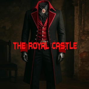Vampire Steampunk Coat, Halloween Cosplay Trench Coat, Gothic Black Wool Victorian Cosplay Coat Fashion Gothic Scare Fest Festival Wear Coat