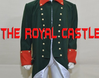 Men's Green Wool Colonial Jacket: Revolutionary War Style