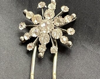 Victorian Hinged Hair Pin Rhinestone Paste