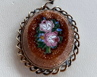 Victorian Locket Goldstone Micromosaic Photo Locket