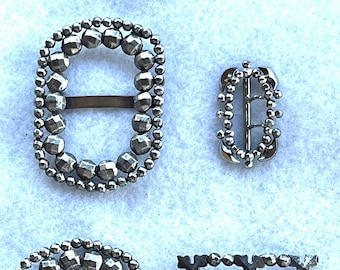 FOUR Cut Steel Victorian Buckles