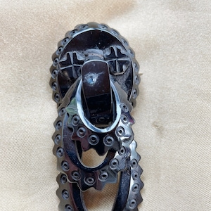 Victorian Whitby Jet Mourning Brooch HUGE image 1