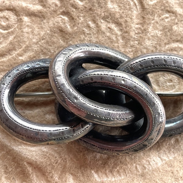 Victorian Silver Love Knot  Brooch 1860 - 1880