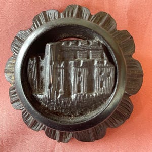 Victorian Brooch  of Carved Bog Oak