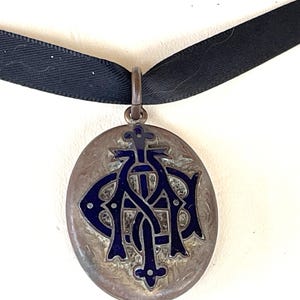 Victorian Moss Agate Mourning IMO In Memory Of Pendant