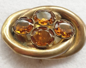 Victorian Brooch Citrine Paste