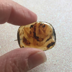 Victorian Brooch Transluscent Agate Gold Mount - Original