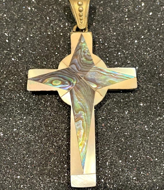 Victorian Mother of Pearl and Enamel Pendant - la… - image 8