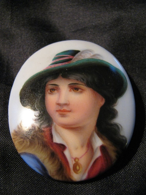 Victorian Brooch Porcelain Vagabond Boy