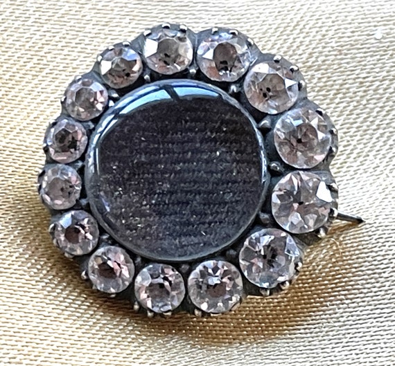 Georgian Brooch Hair and Black Dot Paste - image 1