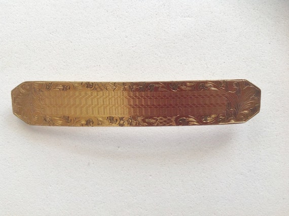 Victorian Gold Etched Bar Brooch - image 1