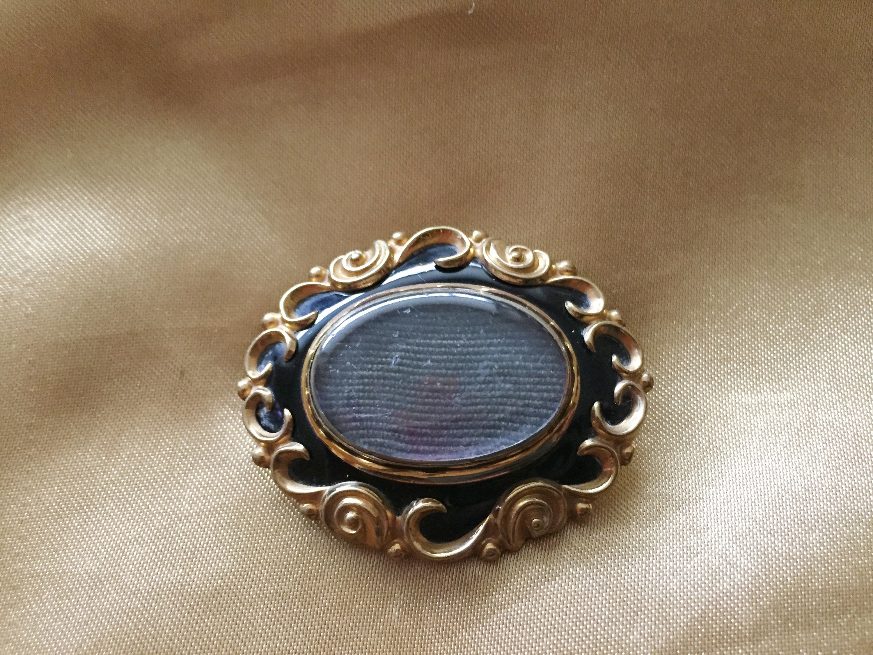 Antiques & Uncommon Treasure Fine Antique Victorian Era Mourning Brooch, 14K Large, Engraved Dedication & Hair