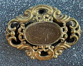 Victorian Mourning Brooch Hair and Enamel