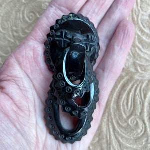 Victorian Whitby Jet Mourning Brooch HUGE image 3