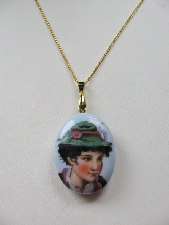 Victorian Pendant Porcelain Vagabond Boy