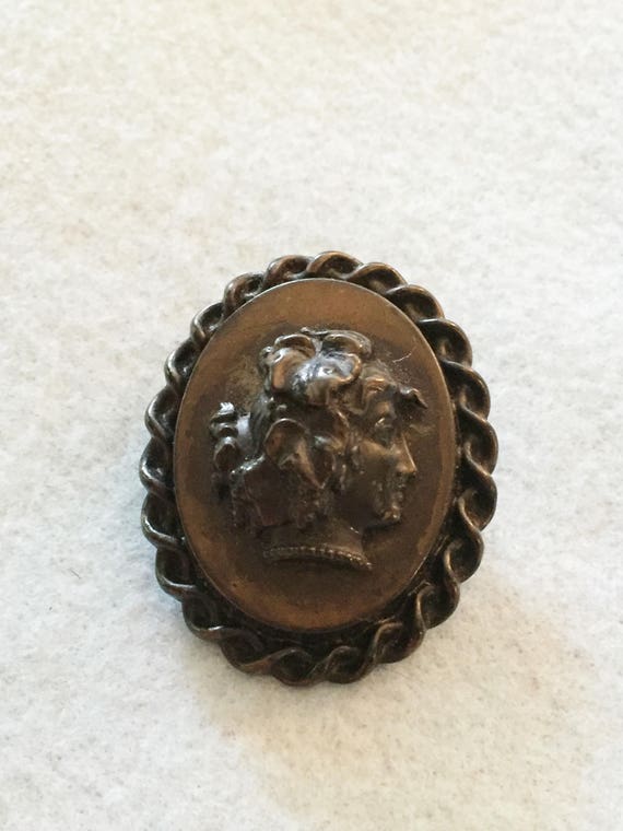 Victorian Cameo Brooch Vulcanite High Relief - image 8