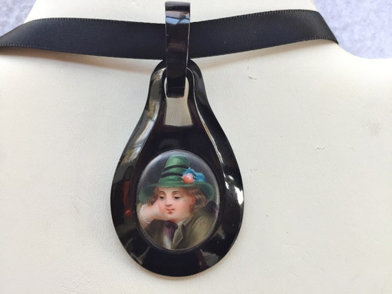 Victorian Whitby Jet Vagabond Boy Pendant