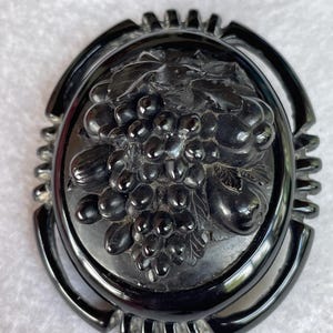 Victorian Whitby Jet Mourning Brooch - HUGE