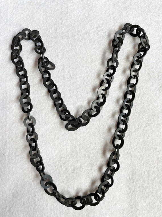 Victorian Vulcanite Chain Necklace LONG - image 1