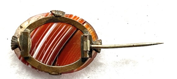 Georgian Agate Brooch Rolled Gold and Carnelian - image 5
