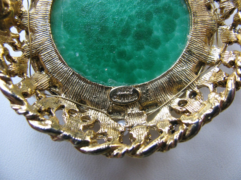 Alice Caviness Large Green Gold and Seed Pearl Brooch - Etsy