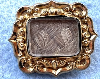 Victorian Hair Brooch Husband and Wife Inscribed 1857 & 1859