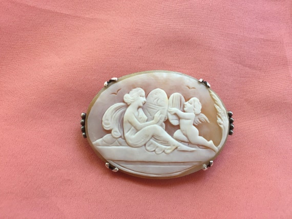 Victorian Cameo Brooch Cupid and Erato
