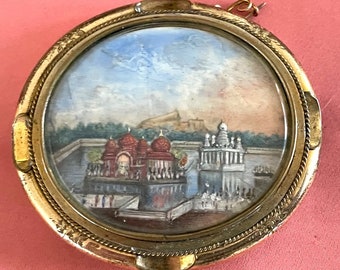 Victorian Brooch Hand Painted Grand Tour Dated 1846