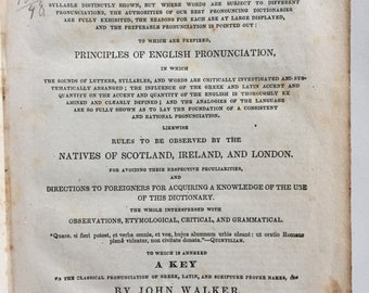 1857 Ed A Critical Pronouncing Dictionary by John Walker